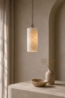 “Luxor” Cylinder Alabaster Pendant