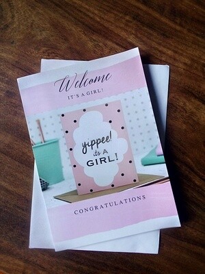 Greeting card for new born baby girl