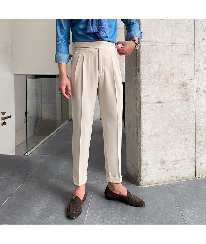 Double-Pleated High Waisted Trousers