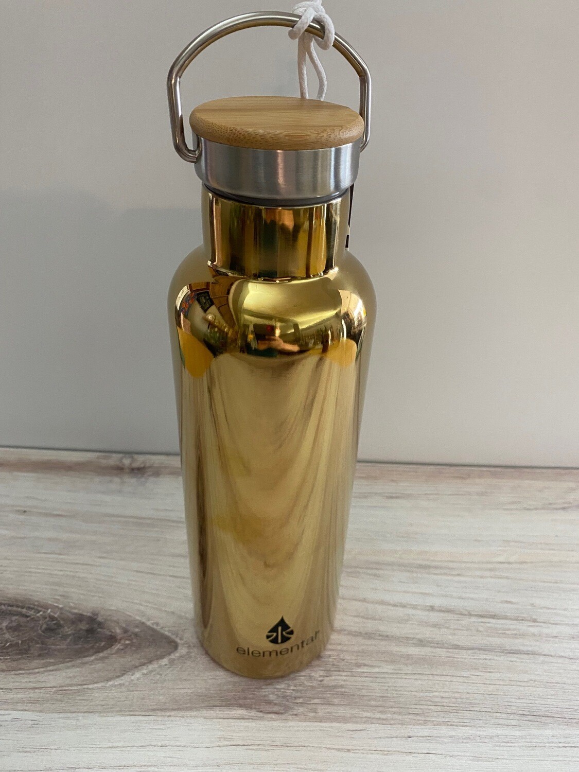 Insulated Gold Bottle w/ Bamboo Cap, 25oz 