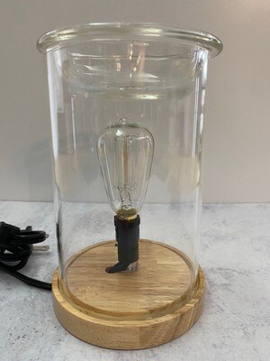 Wax Warmer, Vintage Bulb Wood + Glass
