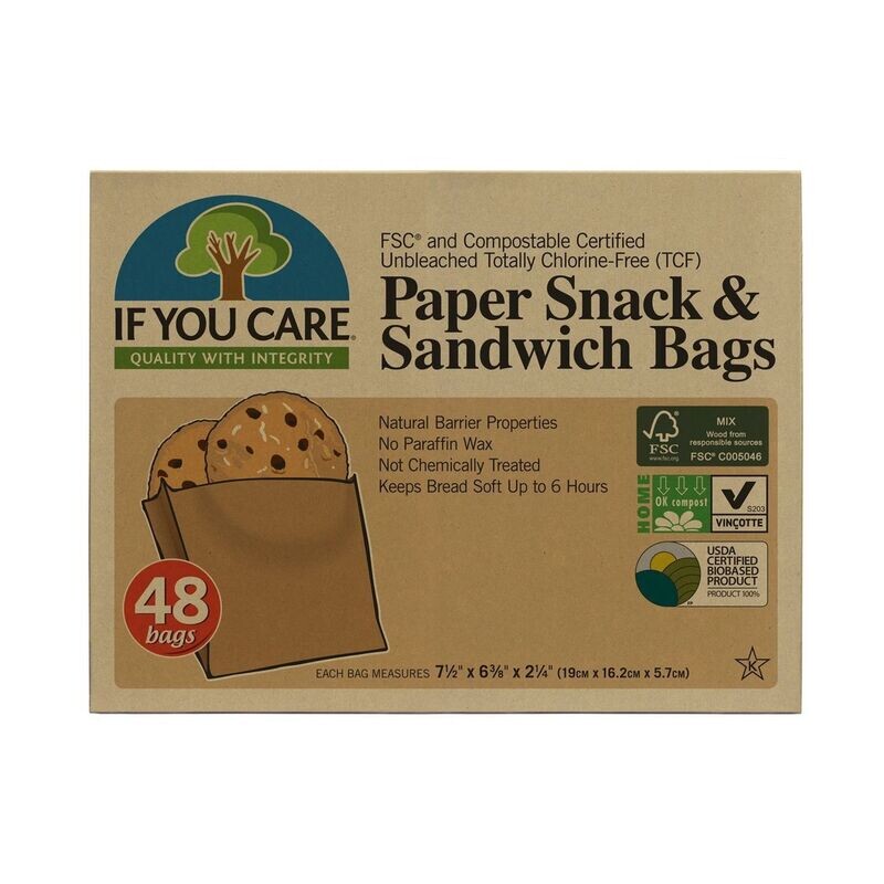 Paper Snack Sandwich Bags, 48ct - If You Care