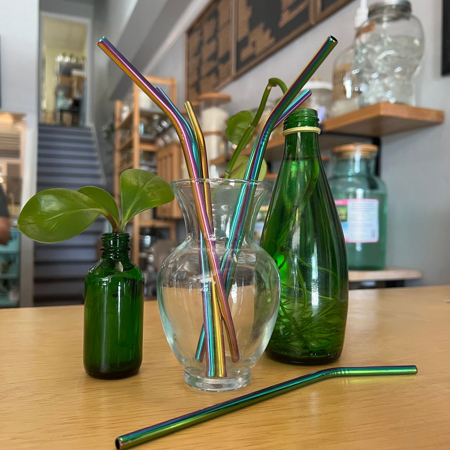 Curved Rainbow Straw, Stainless Steel 