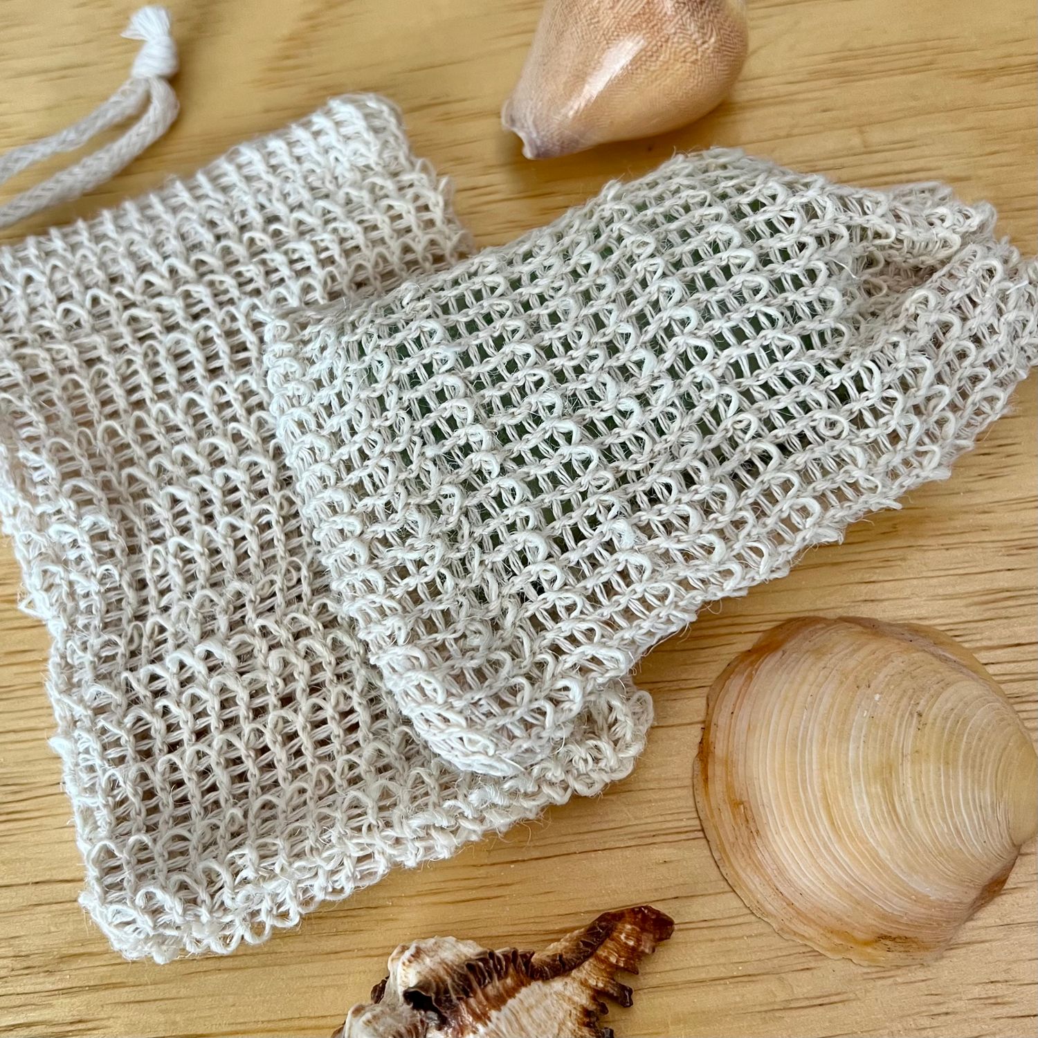 Natural Soap Saver Bag/Exfoliator, Woven Agave