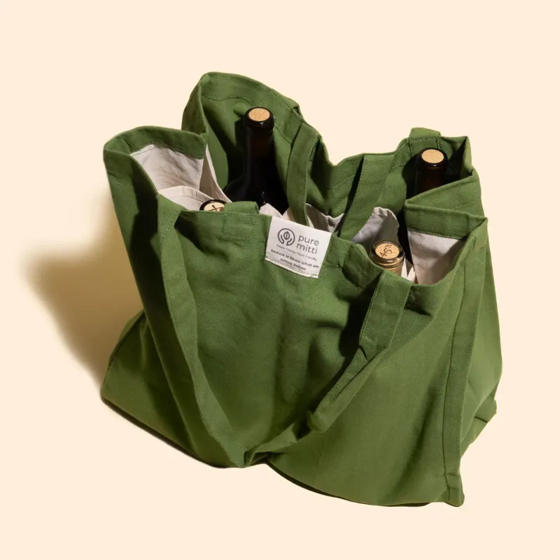 Sage Green Tote w/ Pockets, Organic Cotton - Pure Mitti Sage Green Tote w/ Pockets, Organic Cotton - Pure Mitti