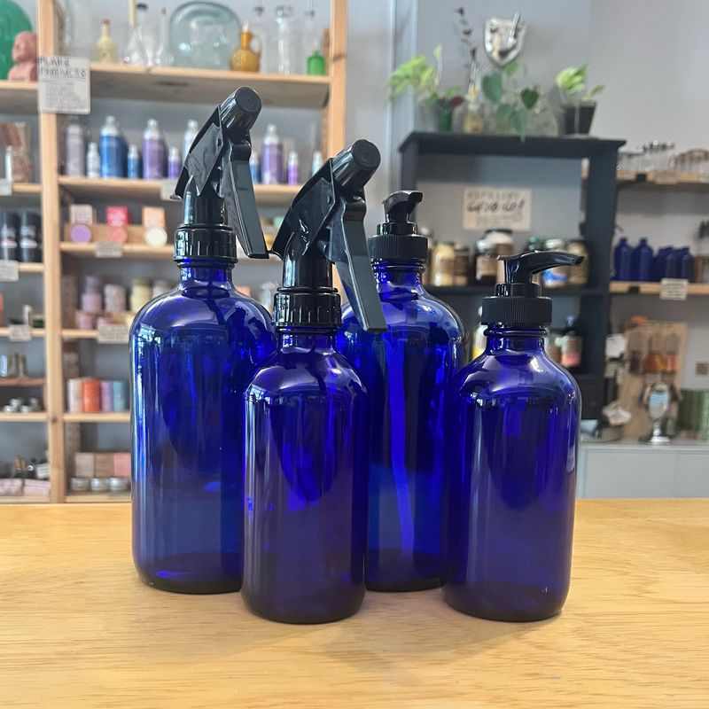 Cobalt Blue Glass Bottles and Lids