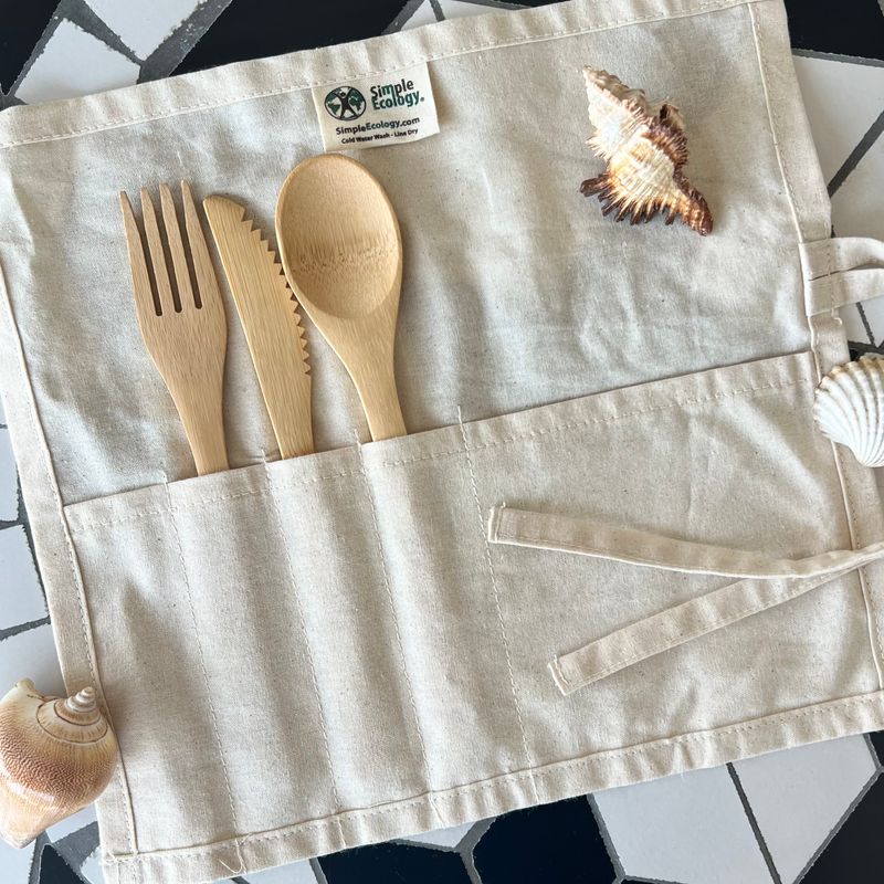 Utensil / Cutlery Wrap, Organic Cotton - Simple Ecology Utensil / Cutlery Wrap, Organic Cotton - Simple Ecology