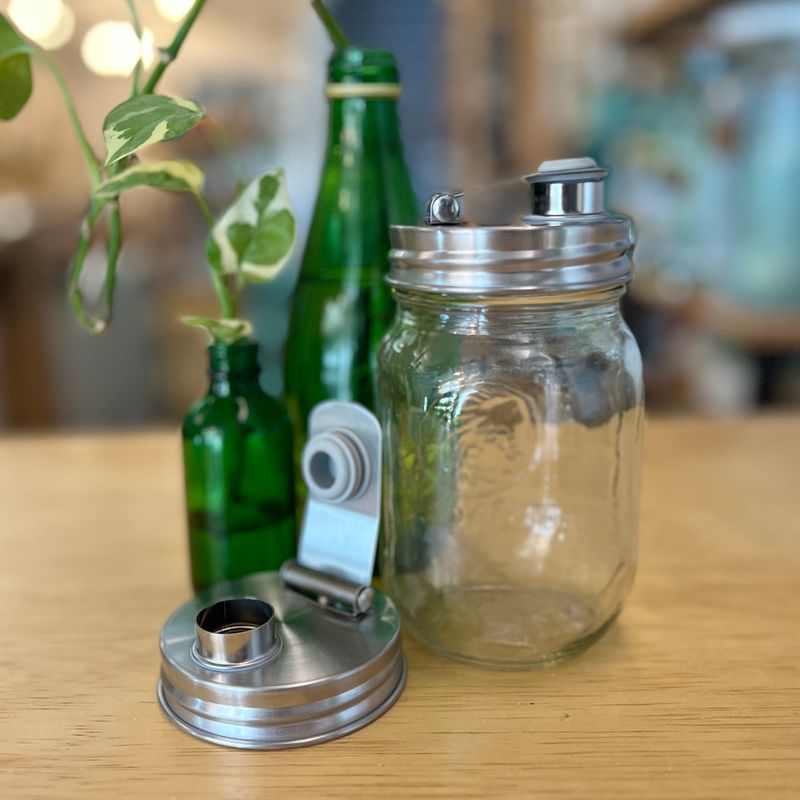 Stainless Steel Pourable Jar Lid - Zefiro Stainless Steel Pourable Jar Lid - Zefiro