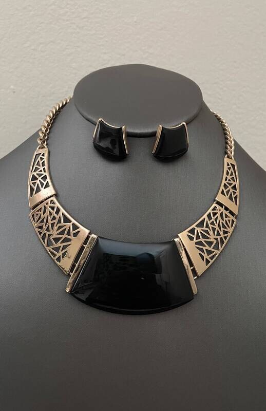 Betina Black &amp; Gold earring and necklace set