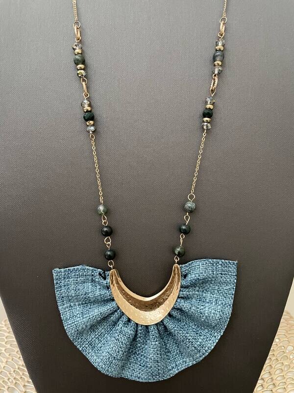 Sky Blue Linen Necklace Set