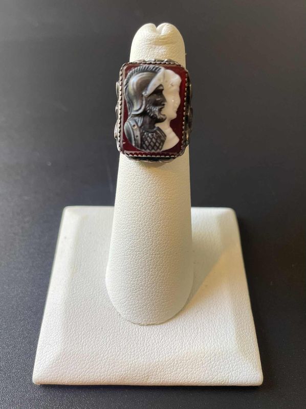 Antique Silver Double Roman Cameo Ring