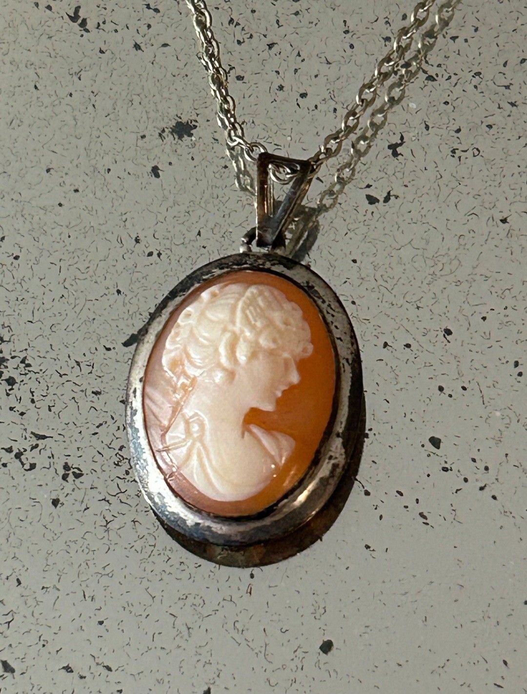 Lovely Silver Vintage Cameo Necklace as Found