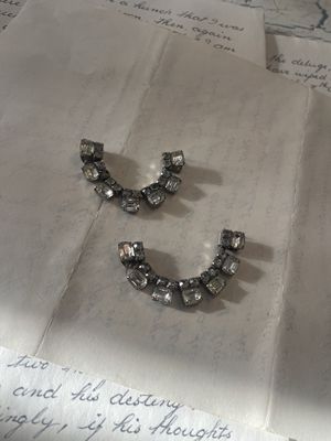 Vintage Shoe Clips Silver Clear Rhinestone 2.5"