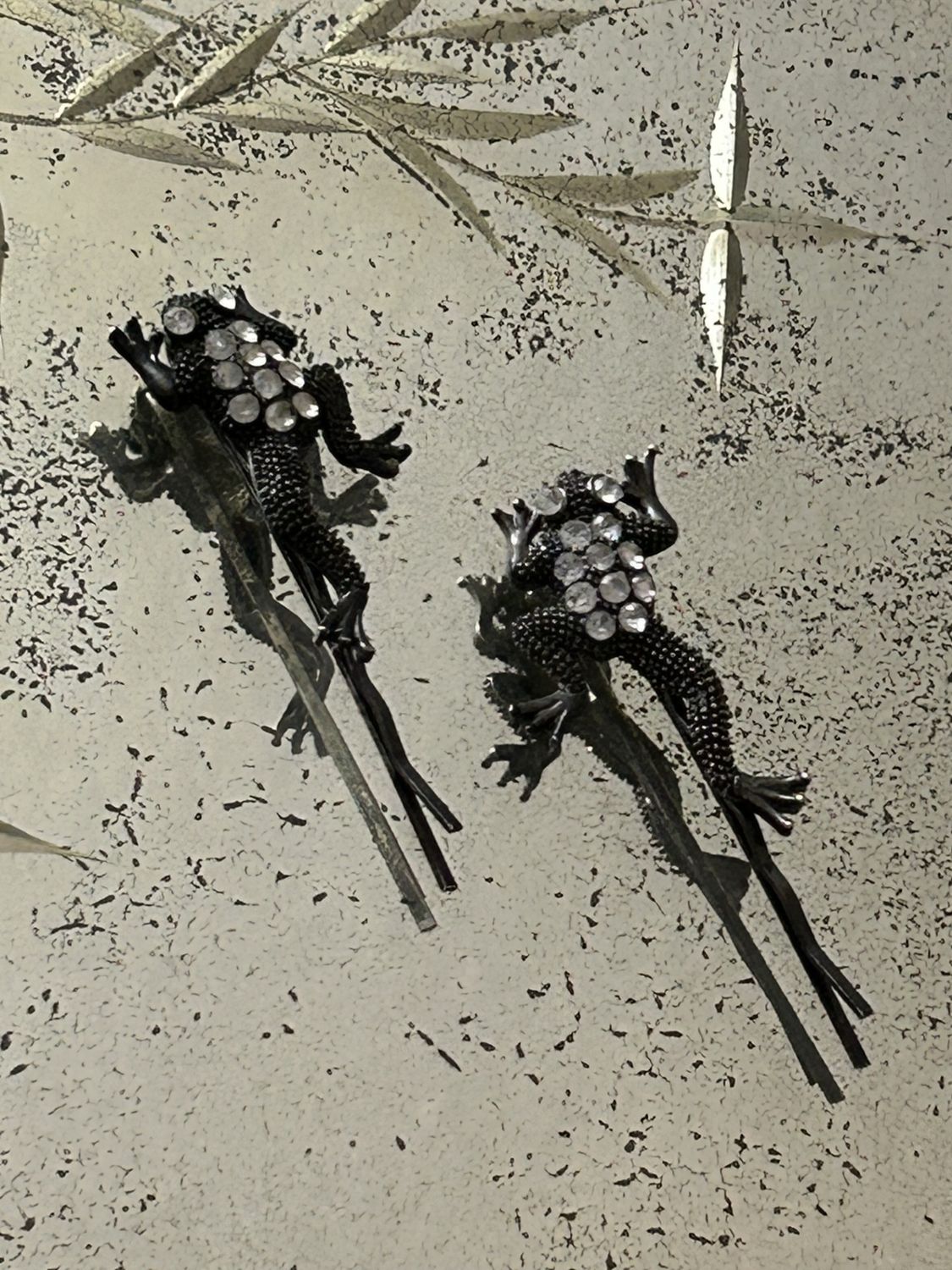 Vintage Rhinestone Frog Hair Pins