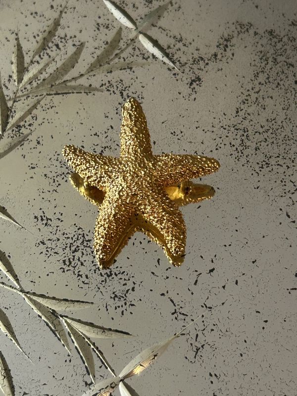 ​Vintage Starfish Pin Brooch Brushed Gold Tone Textured