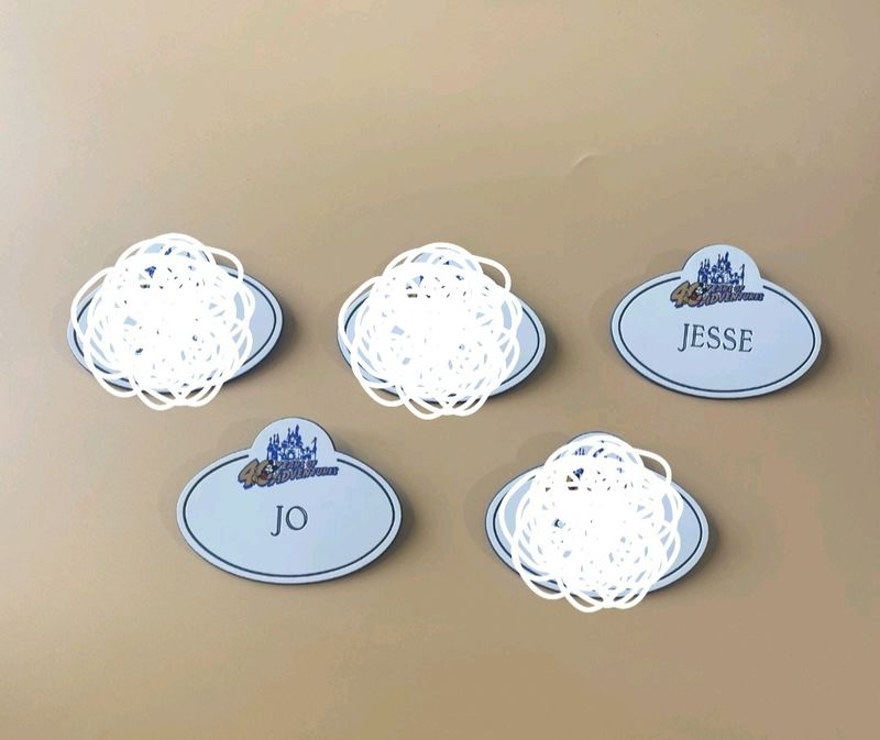 2 Disney 40 Years of Adventure Cast Member Name Tags Left STEVE JAMES JEFF SOLD