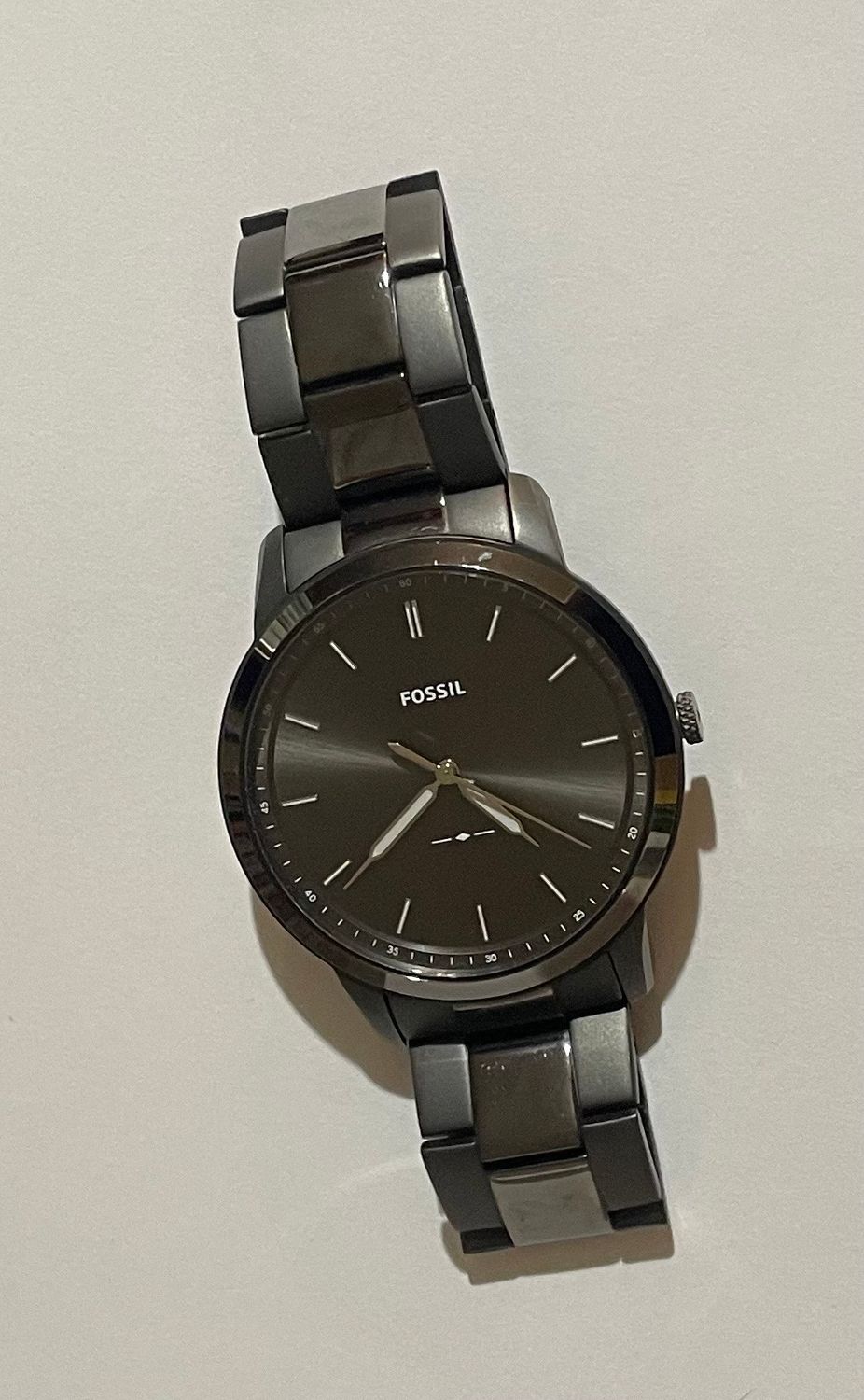 Fossil Minimalist Smoke Stainless Steel Watch FS5459 Engraved Back &quot;PIMP JS&quot;