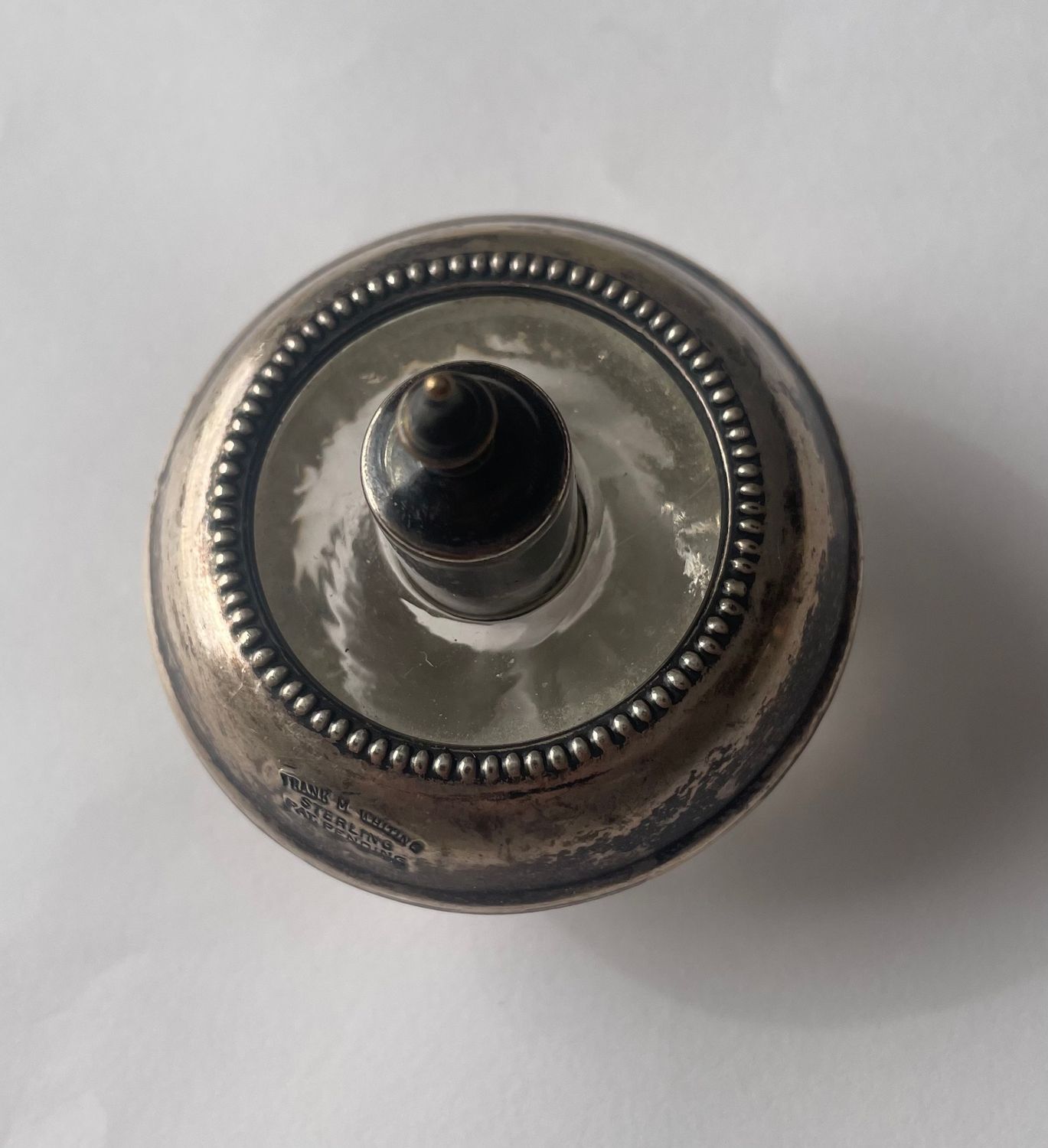 Vintage Frank M. Whiting Sterling Silver Glass Hyglo Table Lighter 2.5&quot;