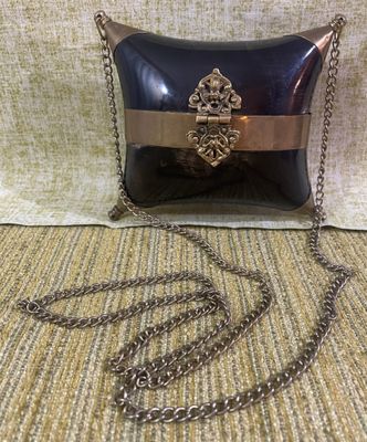 Lovely Vintage 1930s Cushion Shaped Horn and Brass Minaudière