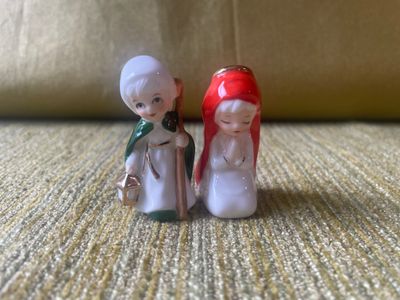 Vintage Pair of Mini Napcoware Ceramic Nativity Mary and Joseph Only