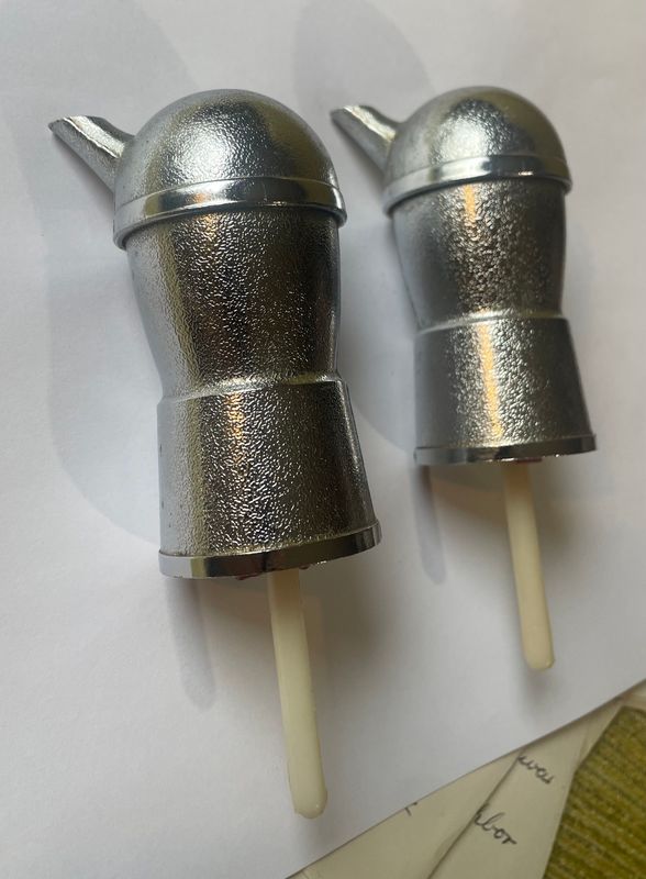 Vintage MCM Round Polished Chrome Liquor Bottle Pourer Barware SOLD SEPERATELY