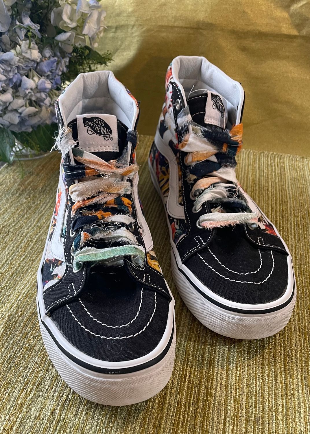 Vans Sk8-Hi High Top Sneakers Floral Print Women's Size 9, UK Size 7