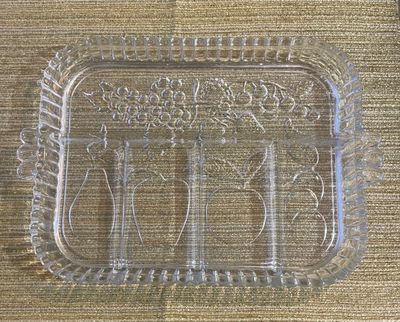Vintage Clear Indiana Glass "Granny" Pattern Divided Relish Tray 12"x9"