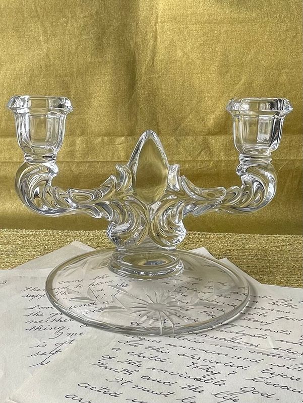Vintage New Martinsville 'Marshal' Double Candle Holder 7.5"x5"