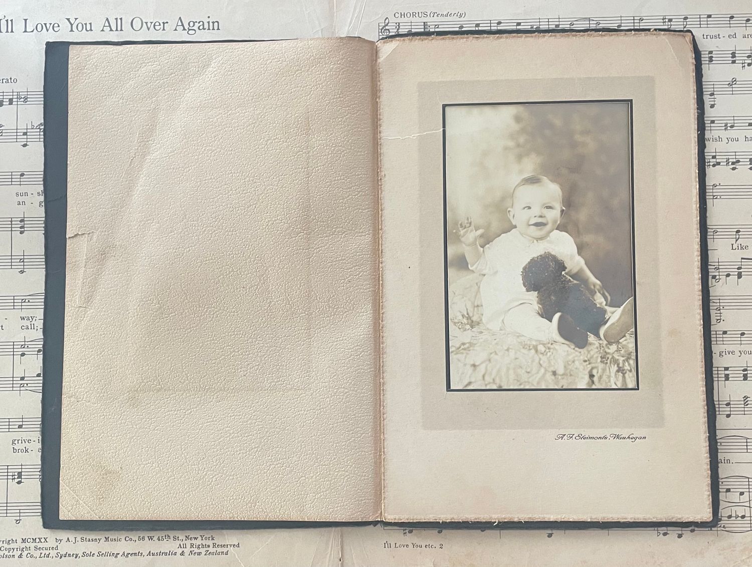 Antique Baby Photo Ephemera in Photo Cabinet
