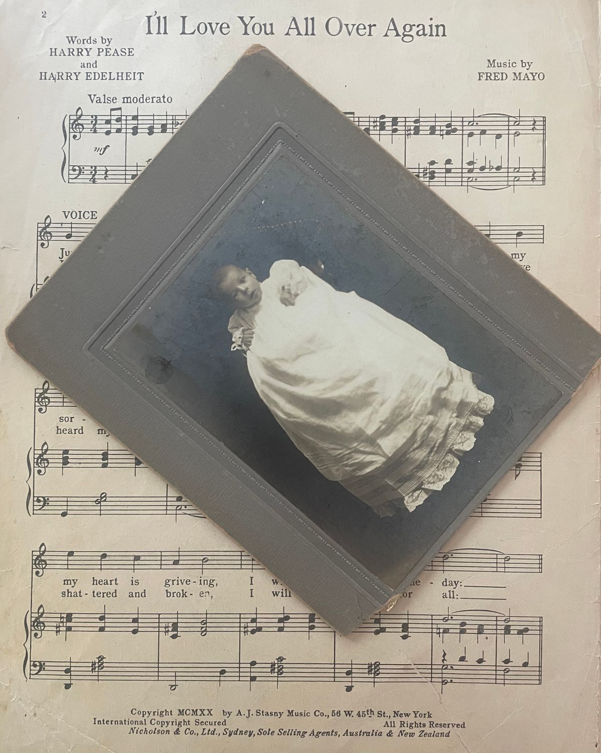 Antique Baby Photo Ephemera in Photo Cabinet As Found