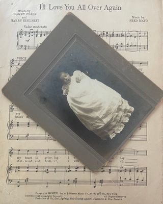 Antique Baby Photo Ephemera in Photo Cabinet As Found