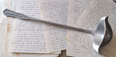 Antique Primitive Ornate Dual Spout Ambidextrous Ladle 16"x6"