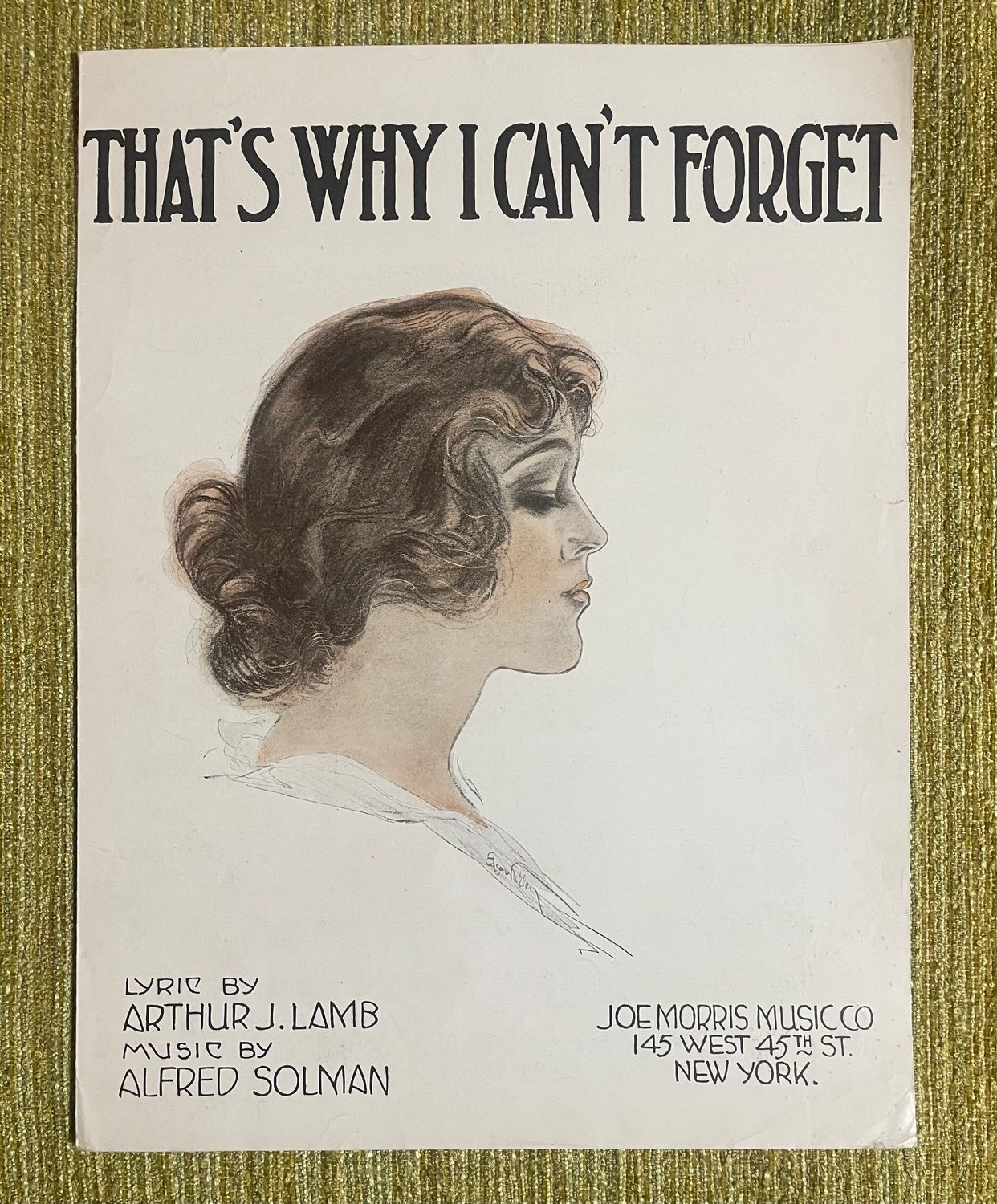 Antique 1919 Sheet Music "That's Why I Can't Forget" New York