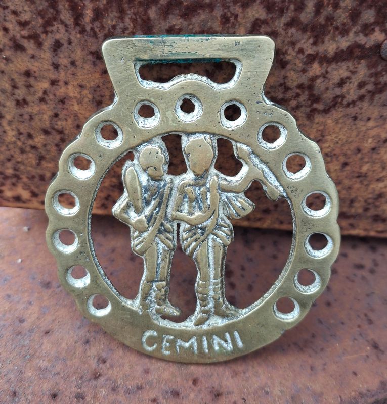 Vintage Horse Brass Astrological Gemini