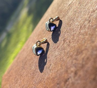 2 Lovely Iolite Gold Vermeil 925 Charms Sold Separately