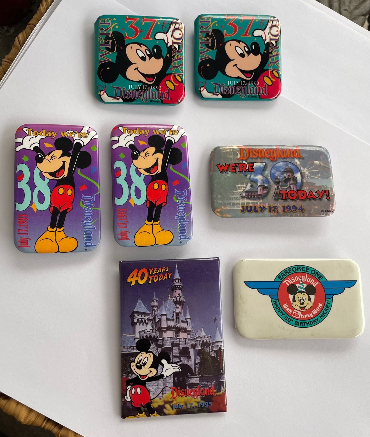 7 Vintage Disney Anniversary Pin Backs