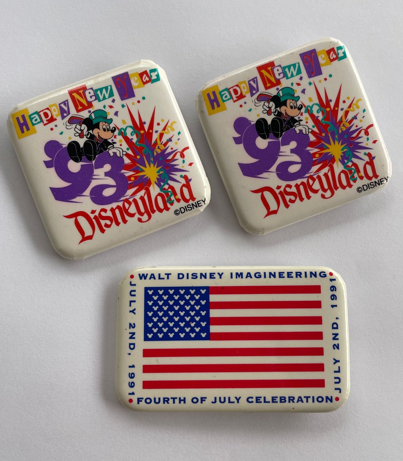 3 Vintage Disney Collectible Pin Backs