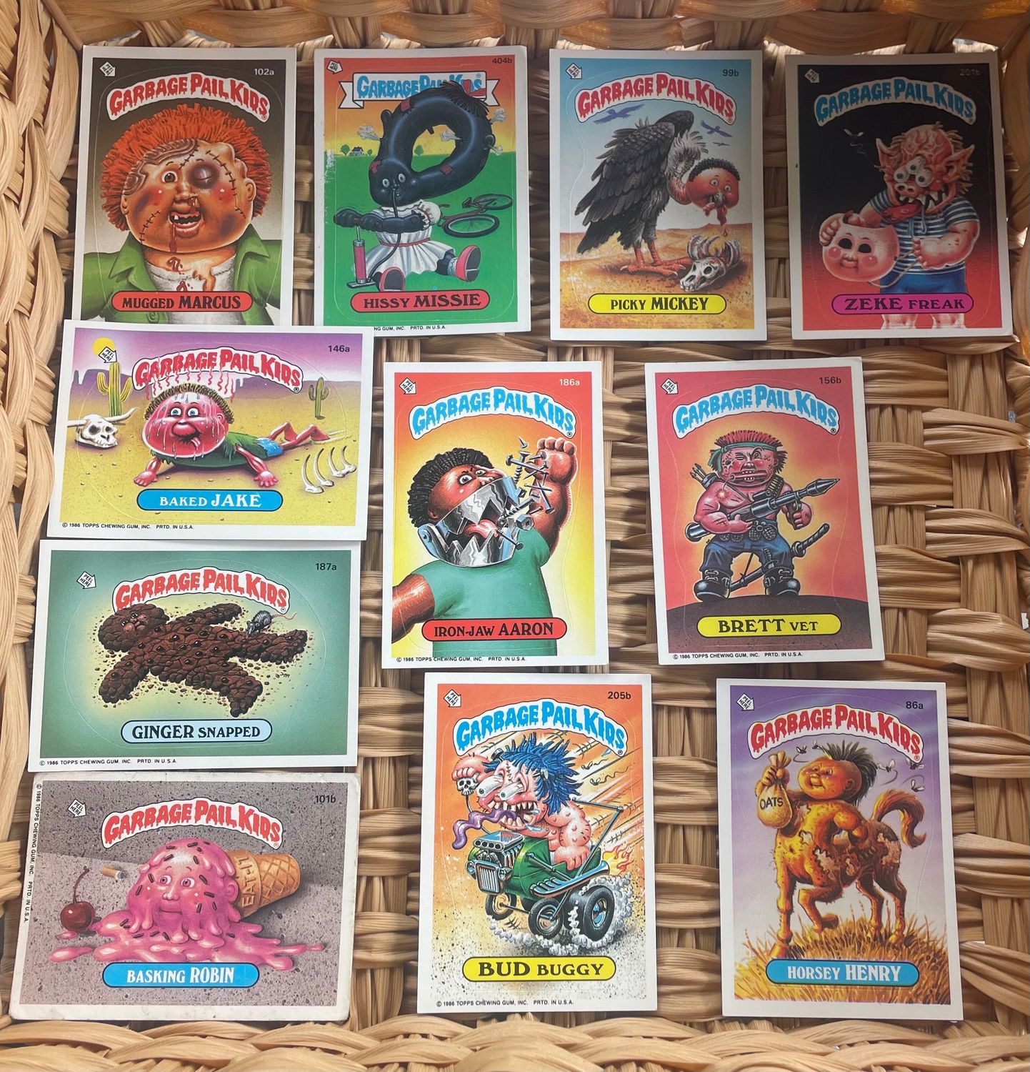 Vintage Garbage Pail Kids Lot of 11 Collectible Sticker Trading Cards