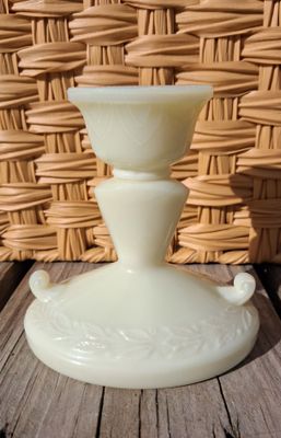 Vintage Uranium French Ivory Laurel Candlestick Rare