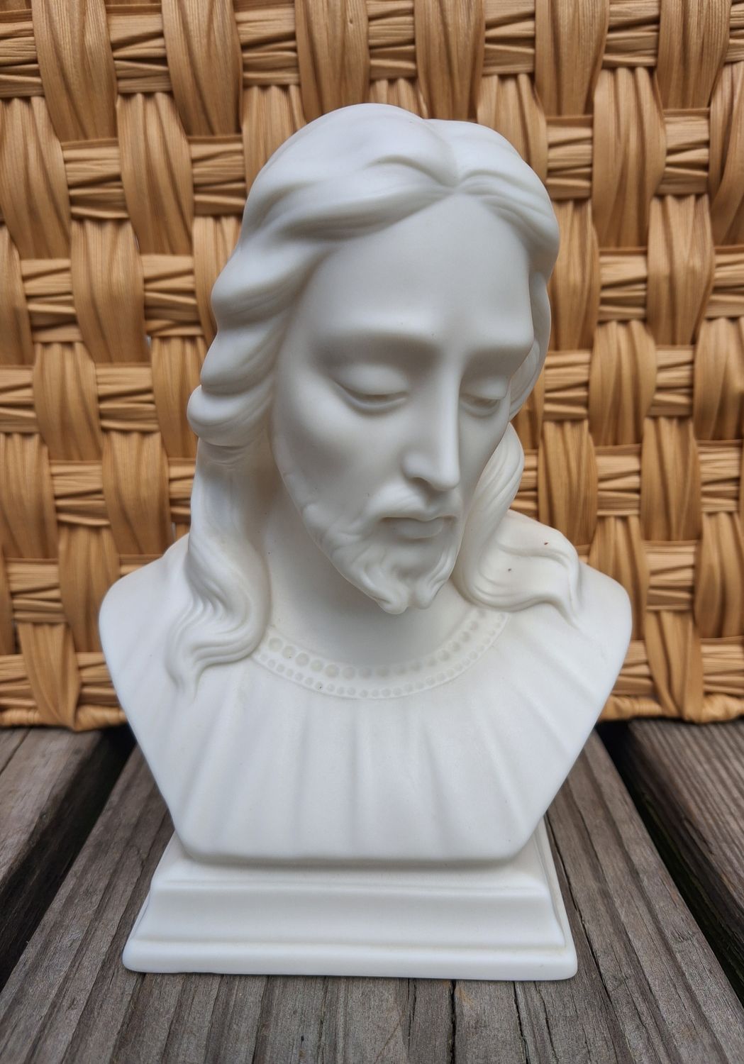 Vintage 1980 Holland Mold White Ceramic Bust of Jesus Christ Ready to Paint