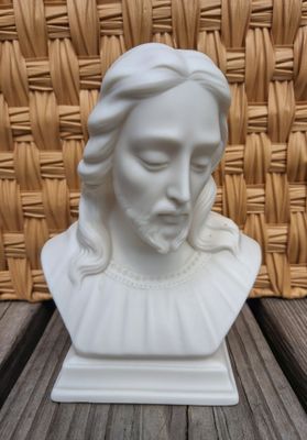 Vintage 1980 Holland Mold White Ceramic Bust of Jesus Christ Ready to Paint