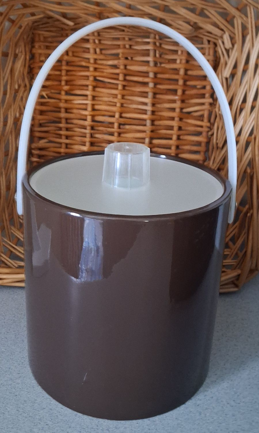 Vintage MCM Retro Brown Vinyl Ice Bucket 8"x8"