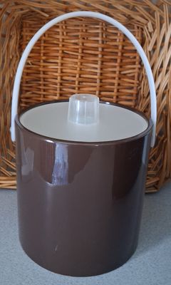 Vintage MCM Retro Brown Vinyl Ice Bucket 8"x8"