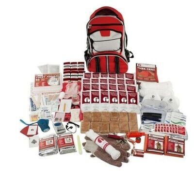 2 Person Elite Emergency Backpack Survival Kit with Food &amp; Water RED