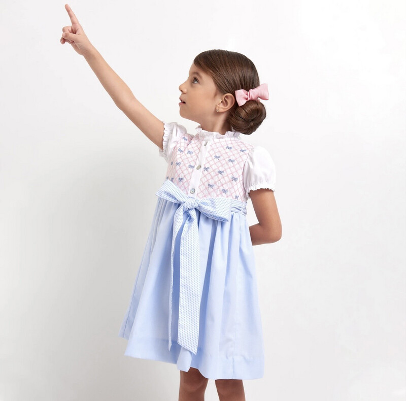 Manolitas Carmen Dress Blue With Pink