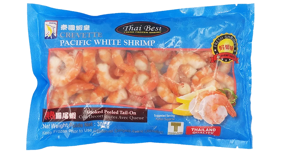 Cooked Shrimp White Peeled Tail On 300g x 20