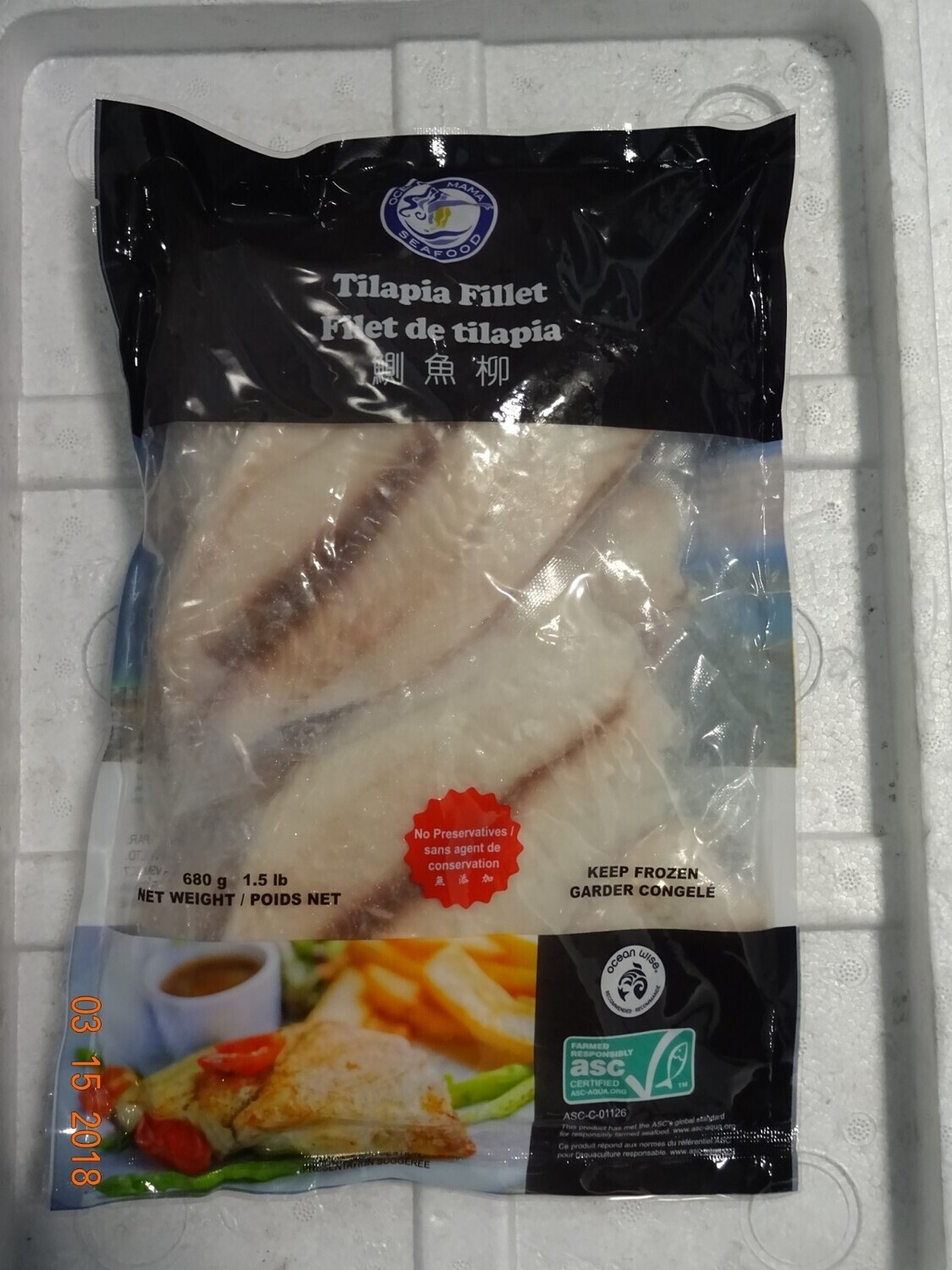 TILAPIA FILLET 3/5 12x1.5LBS/CS