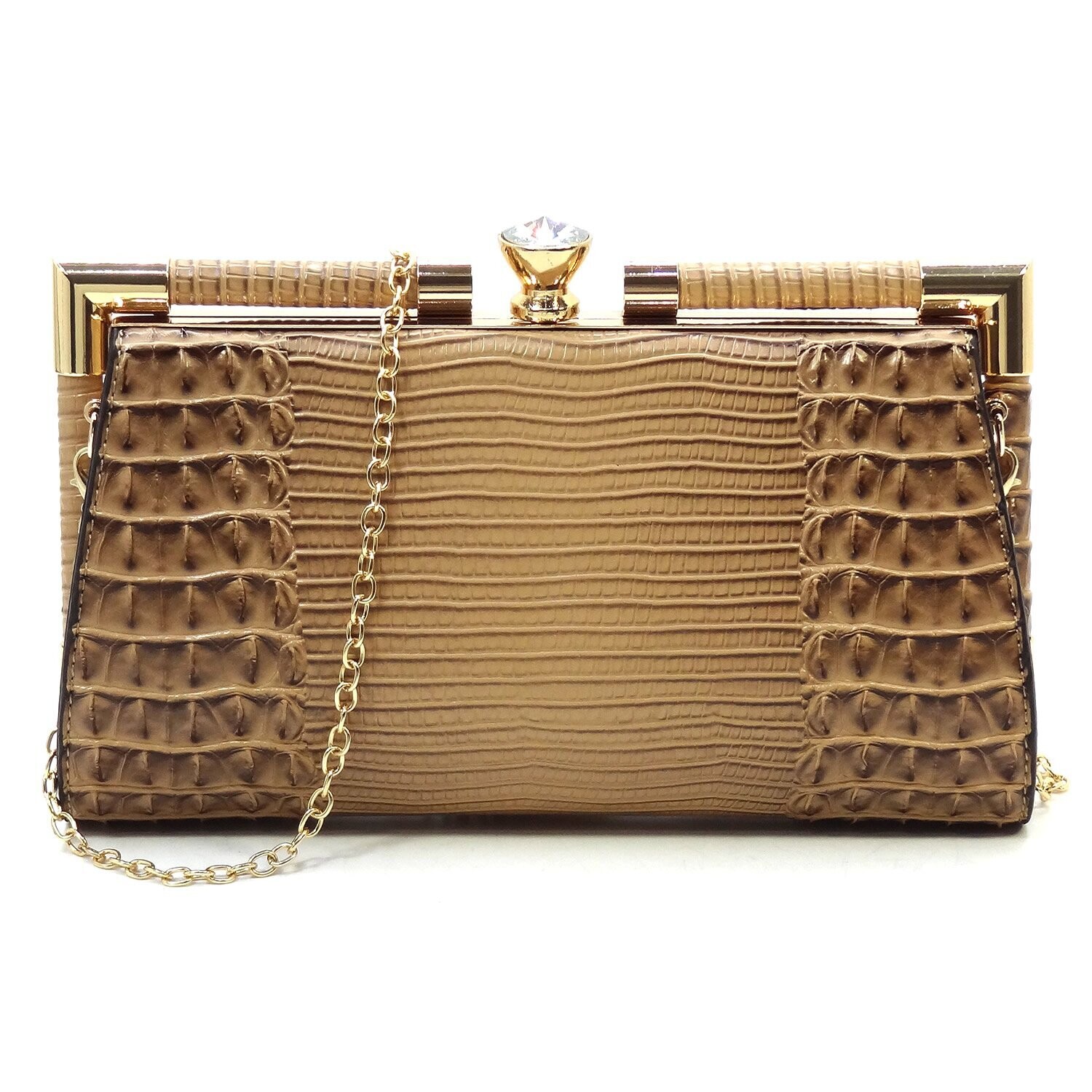 Clutch- Tres Chic Stone - Bling Croc Clutch/Crossbody