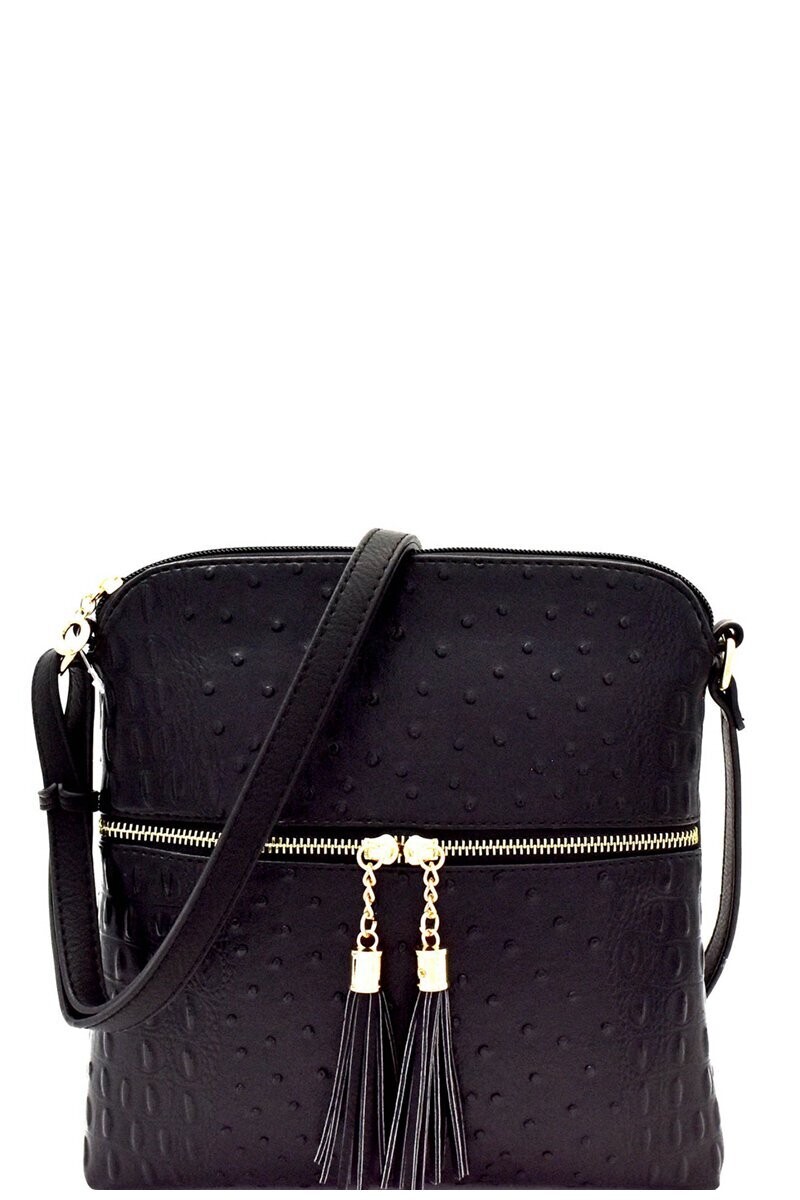 Deux Lux Black Vegan Leather Drawstring Tassel Backpack