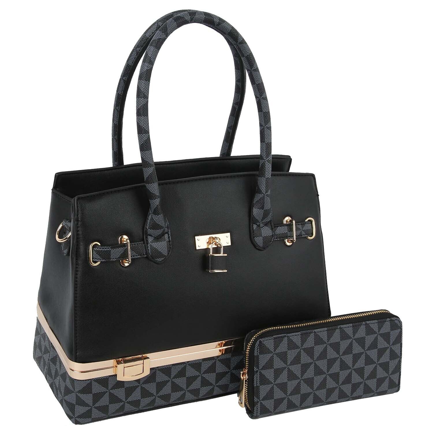 Lady Spotlight Modern Monogram Blackberry-  Padlock Satchel 2-in-1 set